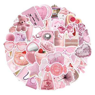 50张ins风韩系粉色贴纸手账电脑