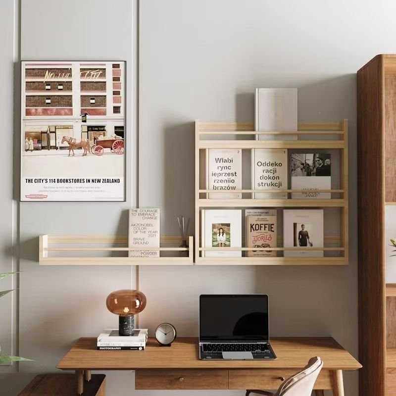 实木墙上书架壁挂式杂志架客厅墙面收纳架多层儿童绘本架展示架