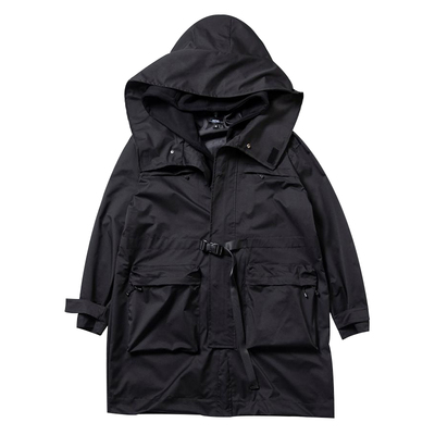 AOGZ国潮牌中长款假两件风衣男女秋冬季新款大衣情侣斗篷工装外套