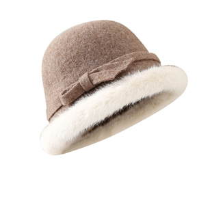 韩版时尚毛绒帽子女秋冬毛边渔夫帽加厚保暖护耳盆帽显脸小水桶帽