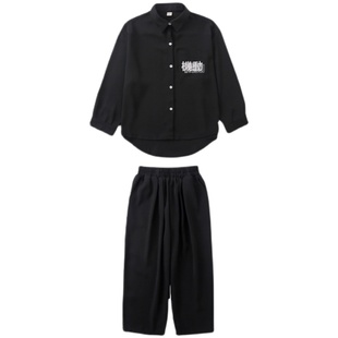 儿童街舞套装男童宽松长袖衬衫裤子嘻哈hiphop表演服女童爵士舞服