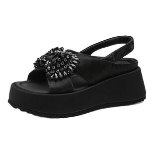 星期六配裙子黑色凉鞋女款新款夏季外穿厚底增高海边休闲沙滩鞋子