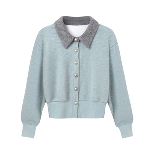 Even一雯【江南美人】韩系高智感撞色假两件针织上衣长短半裙套装