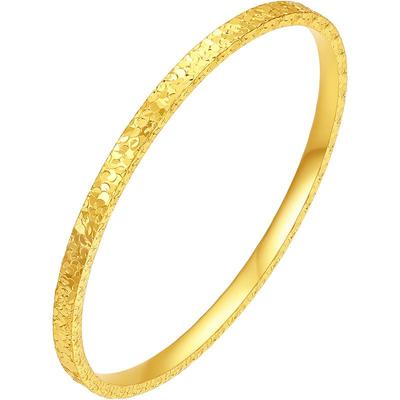 周六福碎碎冰黄金色银手镯女S999