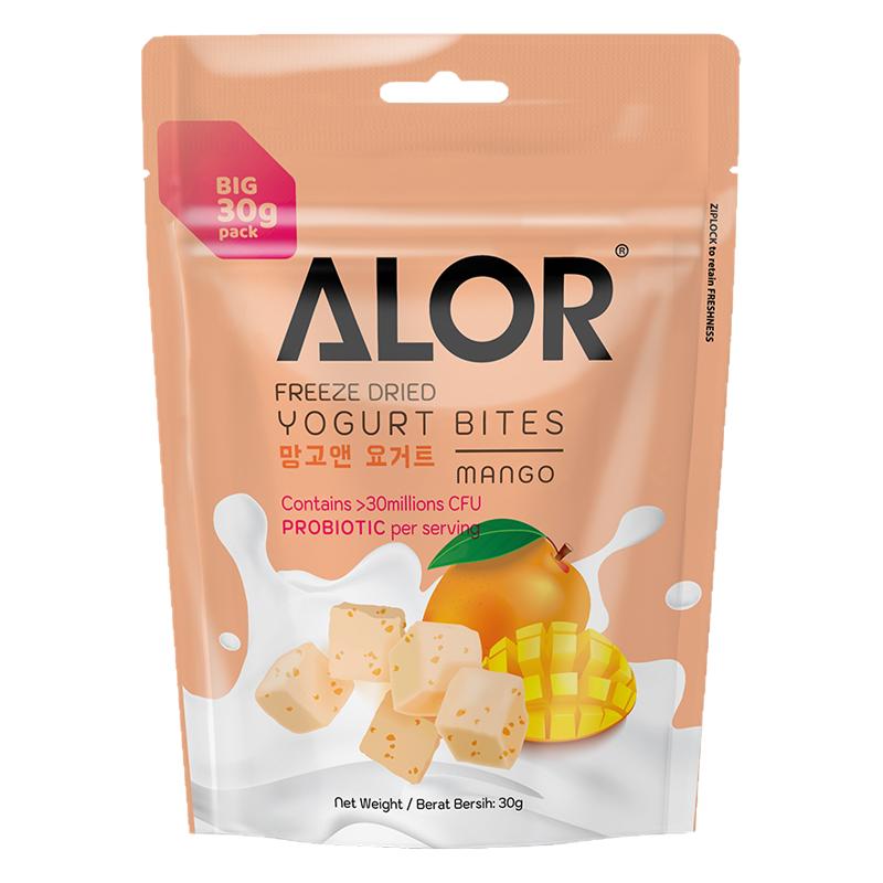 ALOR亚罗星马来西亚进口办公室网红零食休闲冻干芒果酸奶块30g/袋