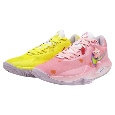 定制球鞋耐克Nike Precision 6 派大星海绵宝宝 粉黄鸳鸯篮球鞋男
