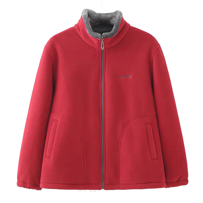 实惠好穿～加大版宽松摇粒绒女外套可翻领可立领开衫加绒保暖秋冬