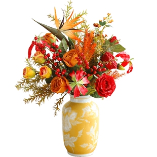 2026新款年宵花仿真花束天堂鸟仿真花摆件客厅轻奢高档假花摆设