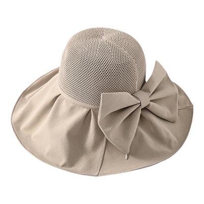 日系蝴蝶结大檐防晒渔夫帽女