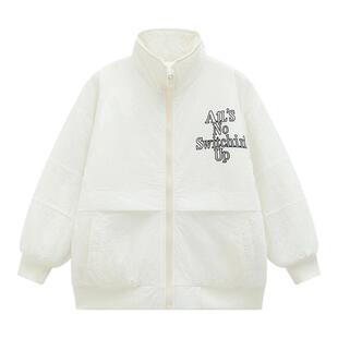 虾酱麻麻男童棉服冬季2026新款男孩上衣白色洋气保暖儿童棉衣外套