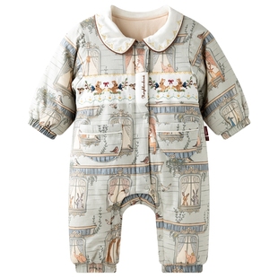 [幸福邻里]aqpa爱帕婴儿衣服棉服连体衣秋冬夹棉保暖宝宝衣服外出