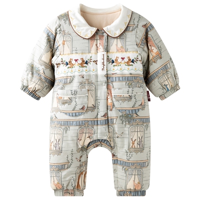 [幸福邻里]aqpa爱帕婴儿衣服棉服连体衣秋冬夹棉保暖宝宝衣服外出