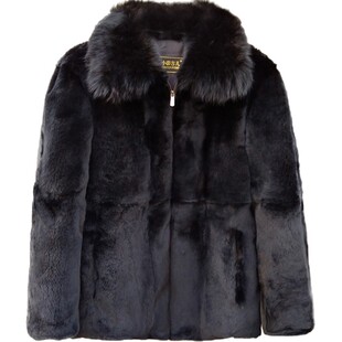 男士皮草大衣立领裘皮外套冬季新款兔毛带帽狐狸毛领中长款皮衣