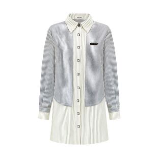 SHRO ENRO runway like breathe系列 女士假两件条纹衬衫裙301469