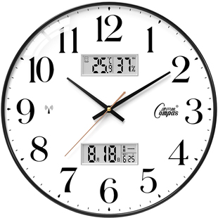 康巴丝钟表挂钟客厅家用新款免打孔轻奢挂表简约静音挂墙电波时钟