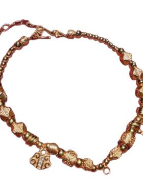 古法金色花丝螺钿花瓣珐琅吊坠项链 新中式 貔貅铜钱锆石项链百搭