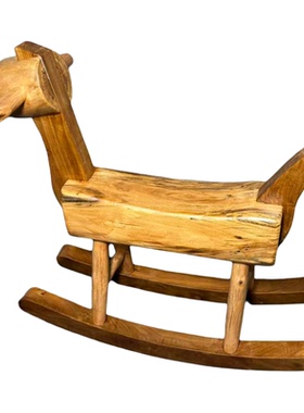 原木成人可坐实木装饰摆件木马