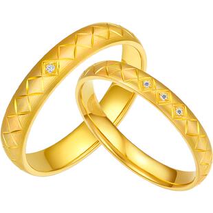 TT周六福5G黄金钻石戒指情侣足金镶嵌钻戒结婚三金对戒送女生礼物