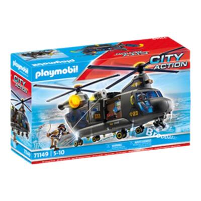 playmobil摩比世界进口玩具男孩礼模型拼装SEK救援直升飞机71149