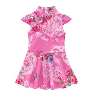 新款春夏中大童女童纯棉旗袍裙弹力棉布裙中国风古筝表演2-5-7-13