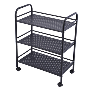火锅店菜架厨房置物架不锈钢收纳架落地烤漆网格三层放菜架子带轮