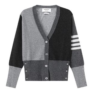Thom Browne 女士羊绒V领针织衫开衫羊绒衫 FKC001F 00011