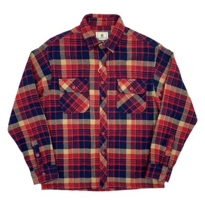 日系复古格子衬衫男秋冬全棉磨毛