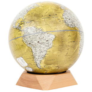 方圆实木底座宏微地球仪客厅书房桌面摆件开业乔迁生日节日礼物