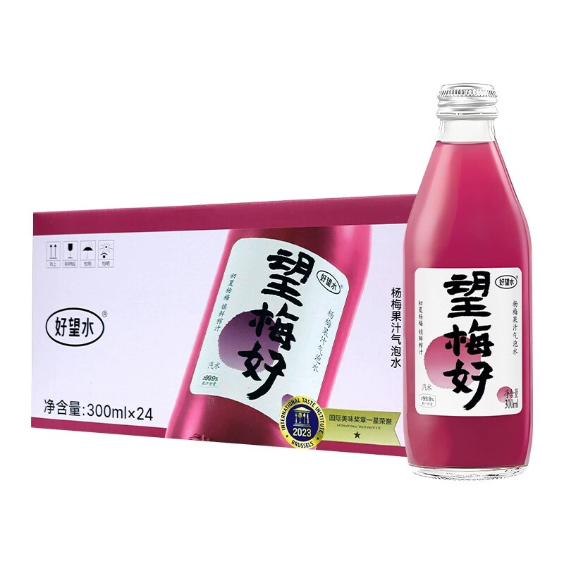 好望水山楂气泡水望桃花望杏福果汁山楂气泡水饮料整箱300ml*24瓶