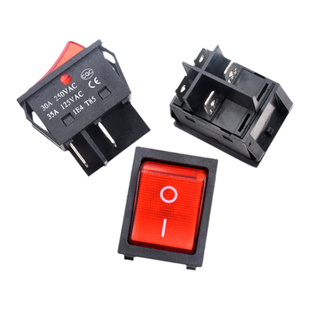 KCD4船形开关翘板船型电源16A/30A红色/220V带灯四4/6脚二三2/3档