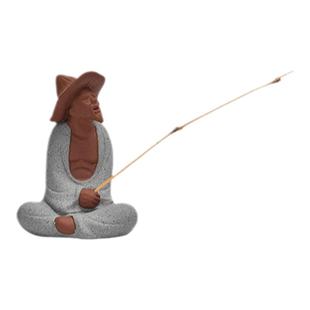 姜太公钓鱼摆件创意陶瓷翁老头鱼缸假山造景家居客厅人物禅意摆设