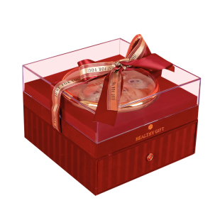 滋补品礼盒透明水晶盖红色双层包装盒西洋参燕窝双拼五宝礼品空盒