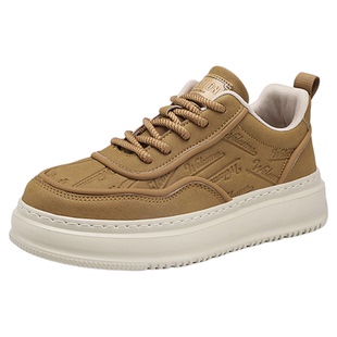 男鞋秋冬款潮牌高级感百搭休闲厚底增高板鞋真皮复古男士皮鞋潮鞋