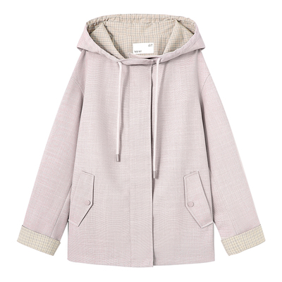 亦白简约休闲连帽外套上衣女