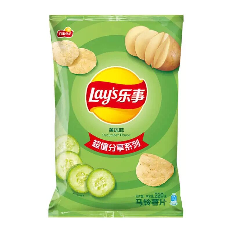乐事薯片大包装220g原味黄瓜味