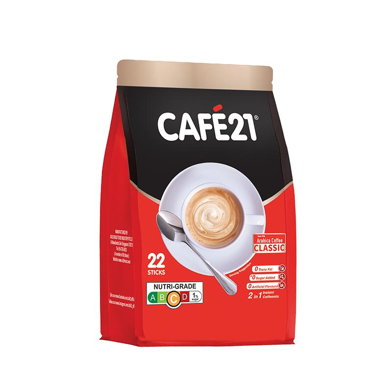 新加坡原装进口 cafe21速溶白咖啡二合一0添加蔗糖咖啡粉官方正品