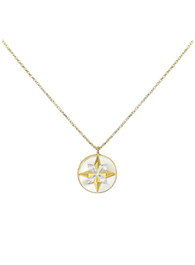 纯银幸运罗盘八芒星项链