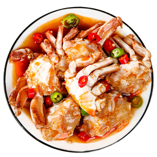 青岛麻辣醉蟹花蟹小螃蟹块即食麻辣小海鲜醉蟹块香辣蟹子零食宵夜