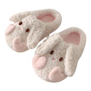 细细条 可爱小兔子棉拖鞋少女心卧室防滑家居保暖毛毛鞋月子鞋冬