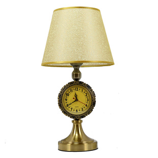 欧式台灯卧室床头灯带钟表复古怀旧美式乡村插电式家用智能护眼灯