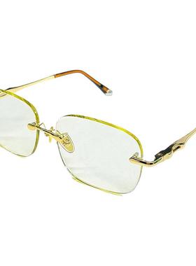 高档竹叶青水晶眼镜东海无框男款