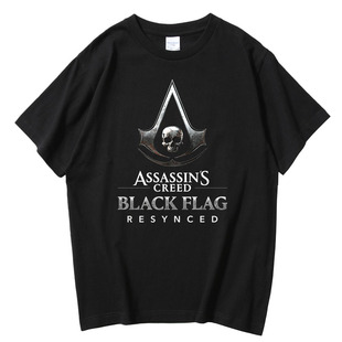 刺客信条4：黑旗 记忆重置育碧游戏周边Black Flag T恤纯棉