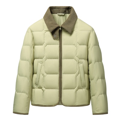 雪中飞针织领拼接羽绒服