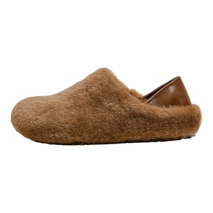 绝美厚底勃肯鞋女冬加绒2025新款一脚蹬深口豆豆棉鞋两穿踩跟单鞋