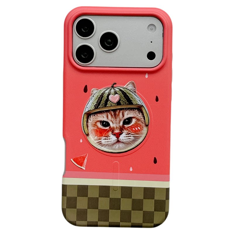 MoreRex韩国超火头盔猫咪磁吸支架适用苹果18手机壳创意iphone17promax新款18pro全包15防摔保护套14女16可爱