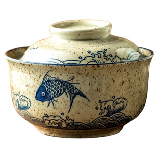 微波炉加热碗带盖碗蒸碗陶瓷泡面碗饭碗家用2025新款面碗复古餐具