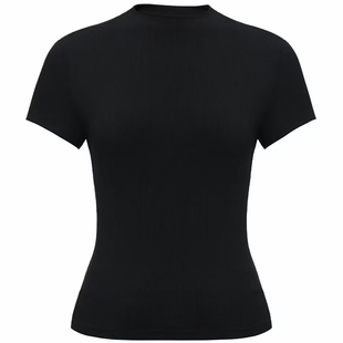 Girdear/哥弟极简风短袖T恤女修身显瘦百搭舒适上衣130160