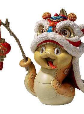 铜师傅《金蛇迎福》客厅桌面蛇年铜摆件 家居装饰品 蛇年吉祥物