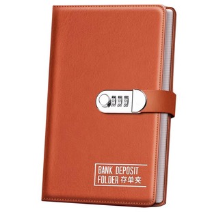2026年新款定期存单收纳本带密码锁票据存单夹2025银行支票放存款单存折本现金防水存钱牛皮本收据收藏保护套