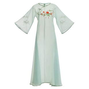 诗意花朵旗袍舞蹈服榴火少女古典风舞蹈服飘逸改良旗袍重工刺绣